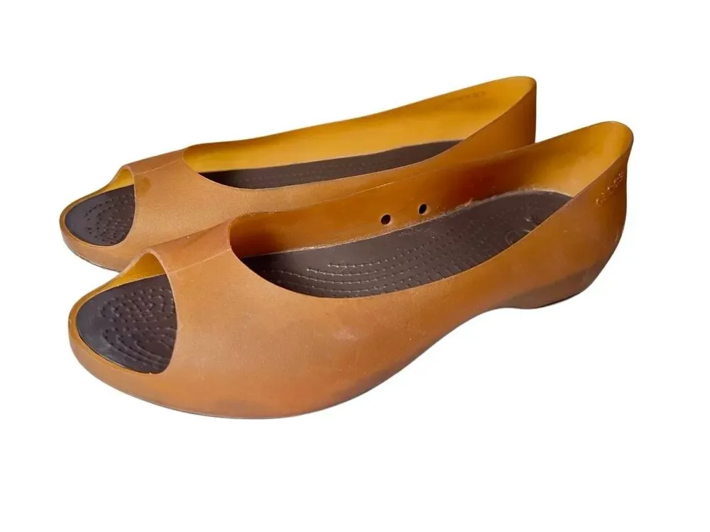 CROCS Women's Carlie Flat Size 8  Rubber Jelly Open Toe Slip On Shoe